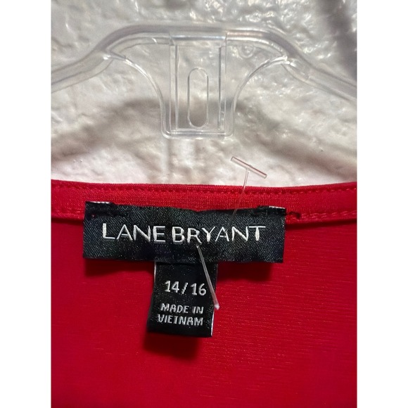 Lane Bryant Red Faux Wrap Peplum Long Sleeve V-Neck Top Plus Size 14 16 - Picture 2 of 3